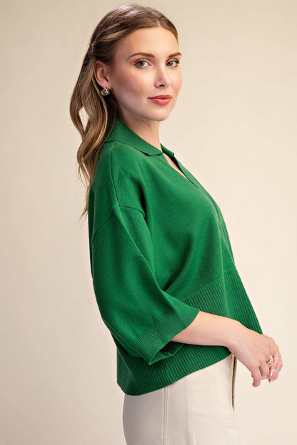 Kelly Green V Neck Sweater