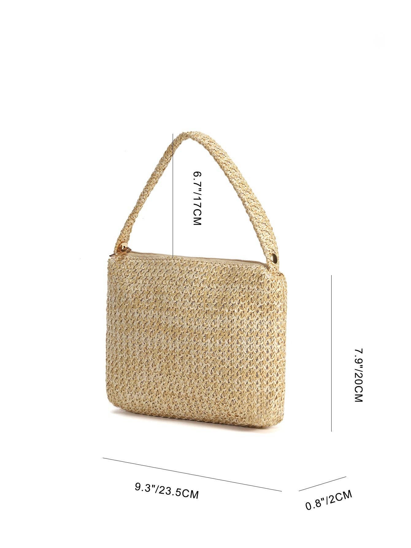 Mini Straw Studded Clutch
