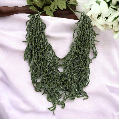 Khaki Coral Beaded Necklace