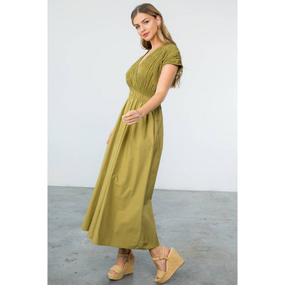 Olive Smocked Maxi Dress