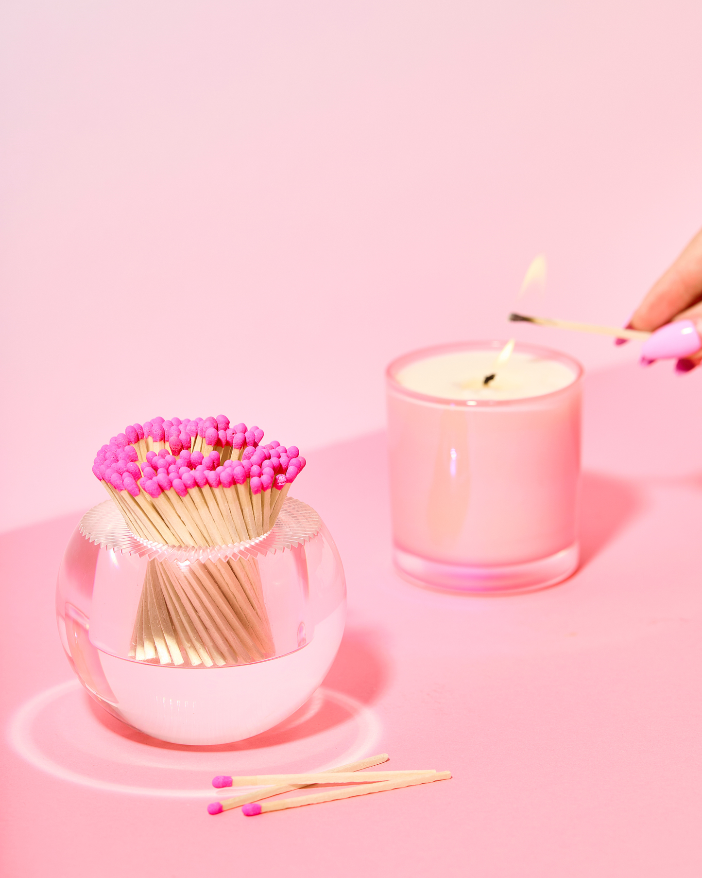 Hot Pink Matches in Round Container