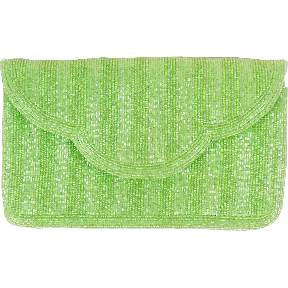 LIME GREEN BEADED CLUTCH
