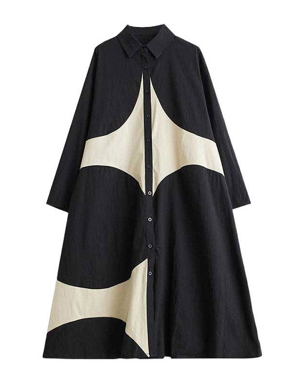 Black & Cream A-Line Dress
