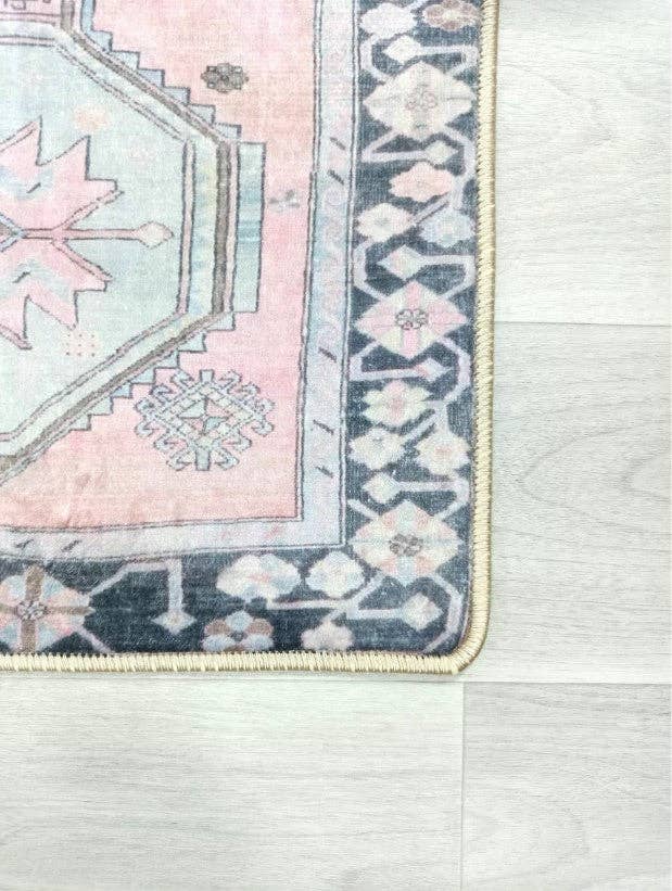 Ziana Pink & Gray Turkish Rug 2x3’