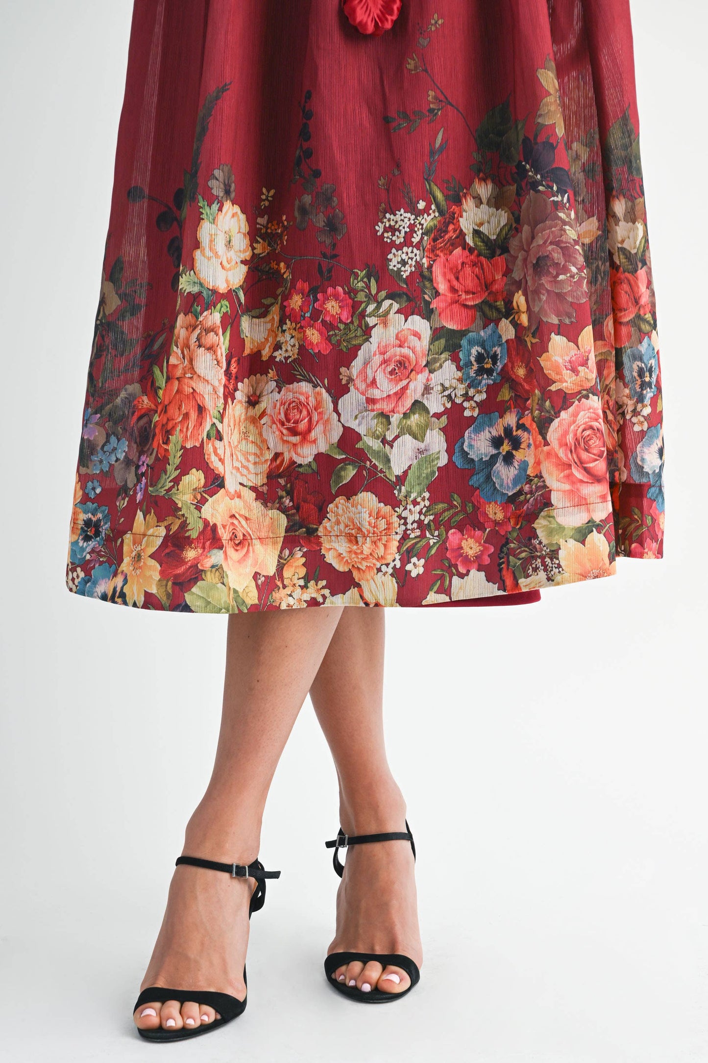 Black Floral Midi Dress