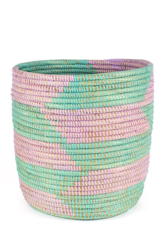 Aqua & Lavender Herringbone Basket