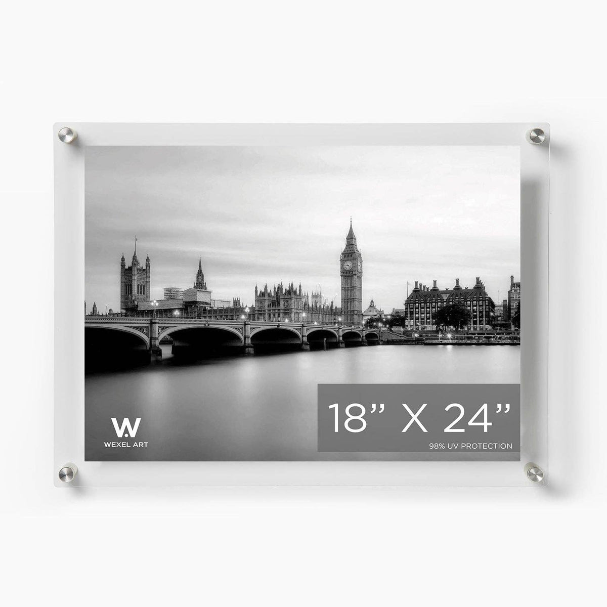 18x24" Modern UV-Grade Acrylic Floating Wall Frame: Gold