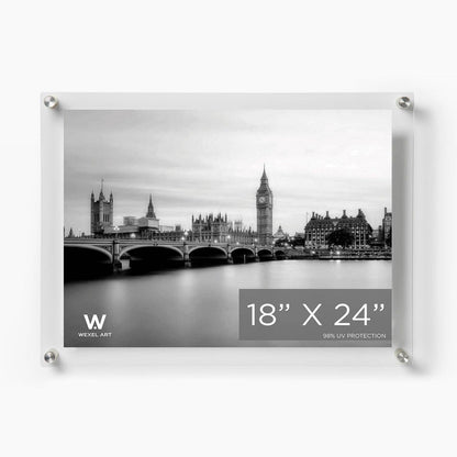 18x24" Modern UV-Grade Acrylic Floating Wall Frame: Gold