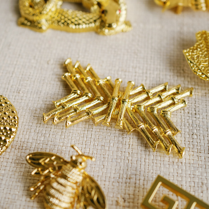 Gold Crisscross Bamboo Belt Buckle