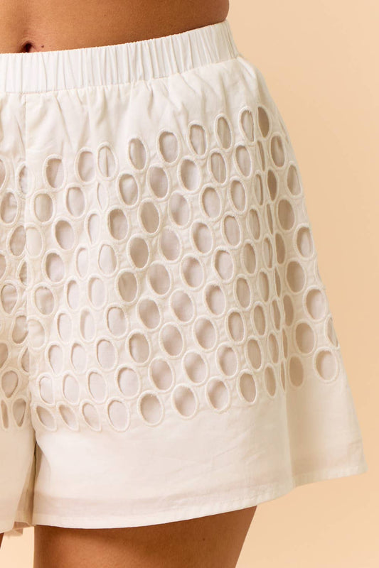 IVORY EYELET SHORTS