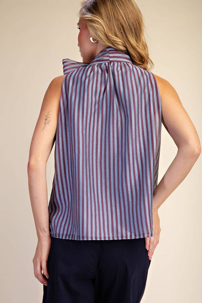 Blue & Burgundy Tank With Bow