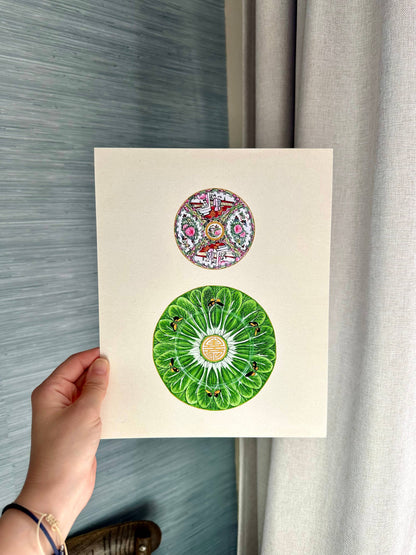 Framed Rose & Bok Choy Print - 8x10"