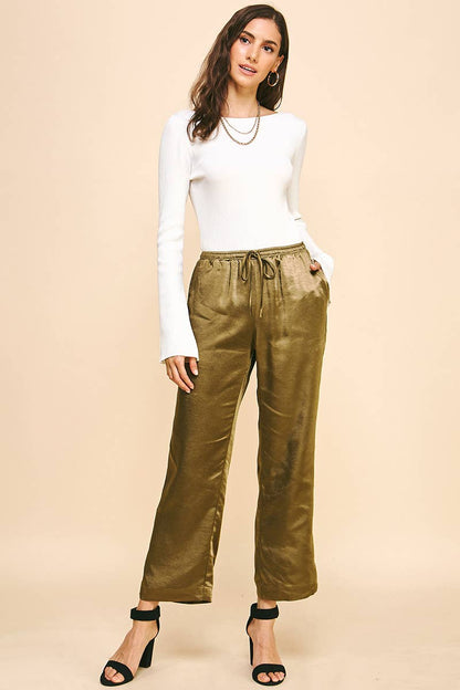 NAVY SATIN PANTS