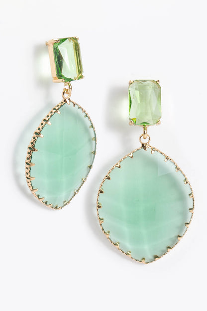 Sara Crystal Statement Earrings: Green