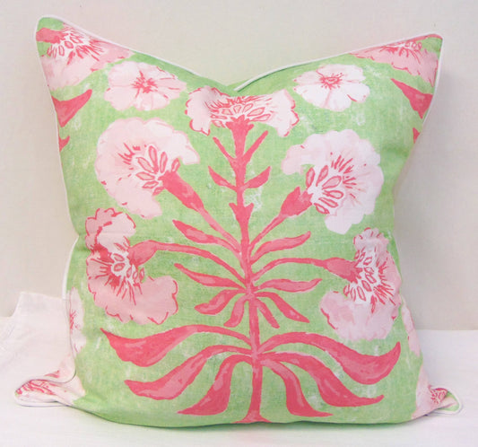 Pink & Green Poppy Pillow