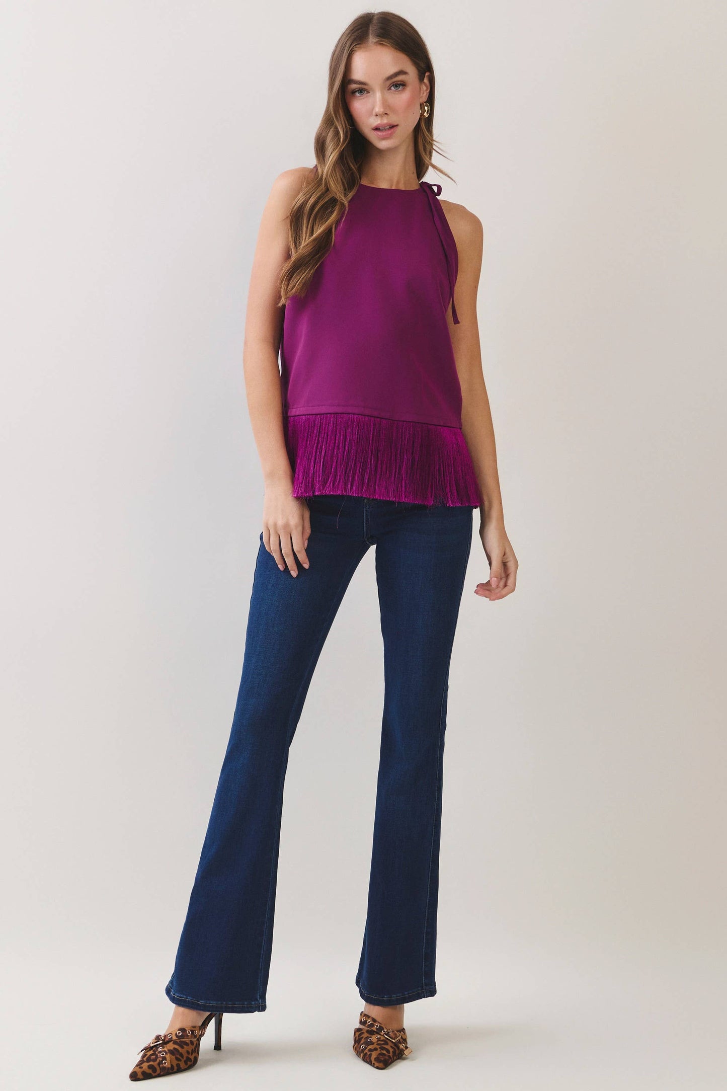 Plum Fringe Hem Top