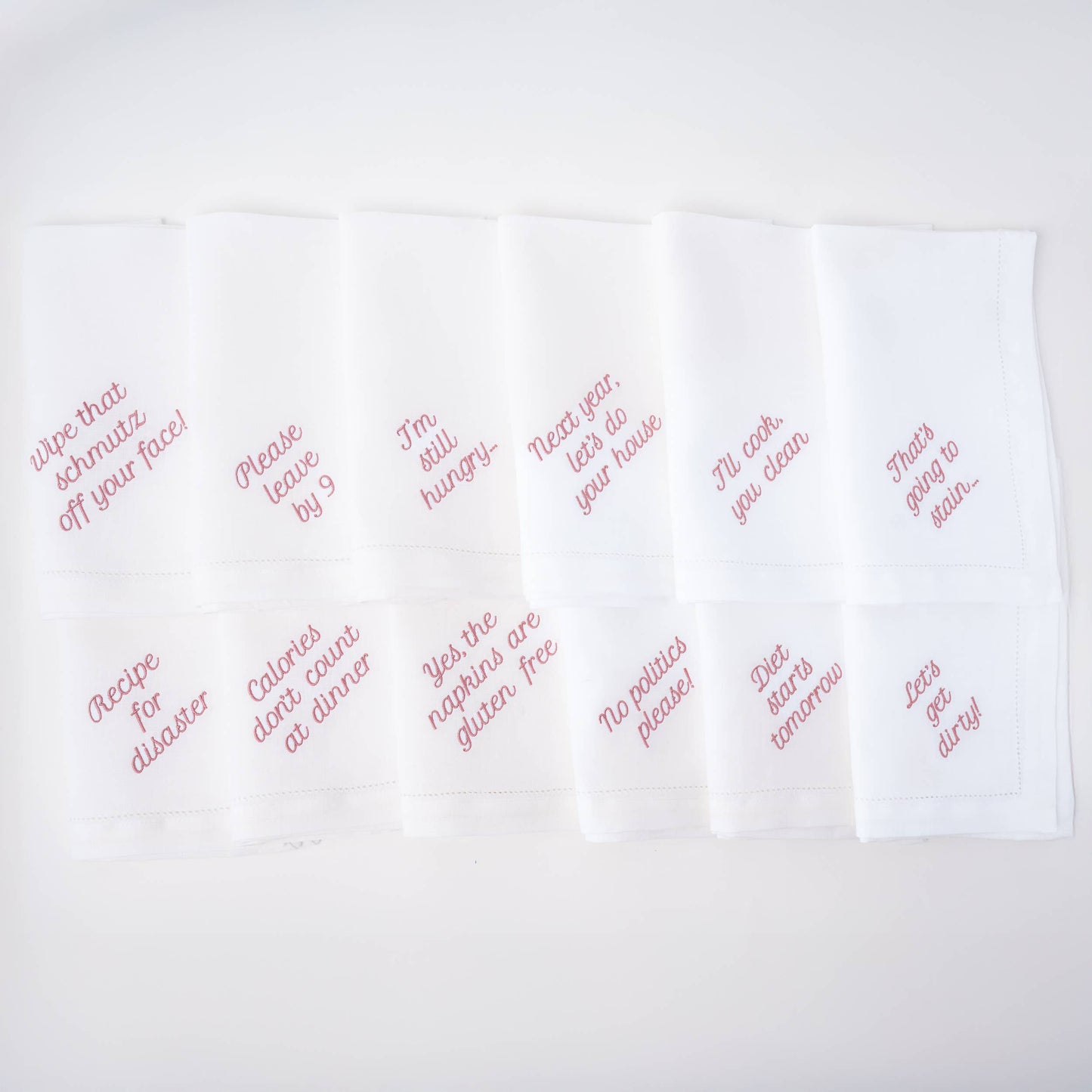 Mixed Messages Linen Dinner Napkins – Set of 12: Dusty Rose