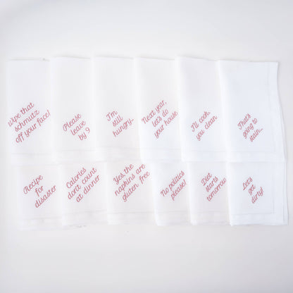 Mixed Messages Linen Dinner Napkins – Set of 12: Dusty Rose