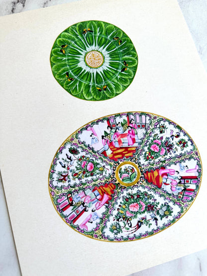 Bok Choy & Rose Medallion Print - 11x14"