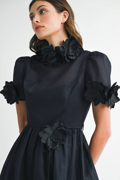 Black Floral Midi Dress