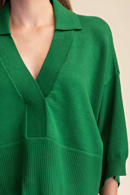 Kelly Green V Neck Sweater