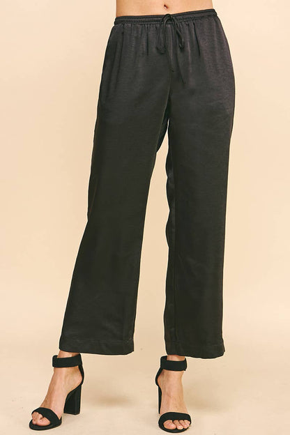 NAVY SATIN PANTS