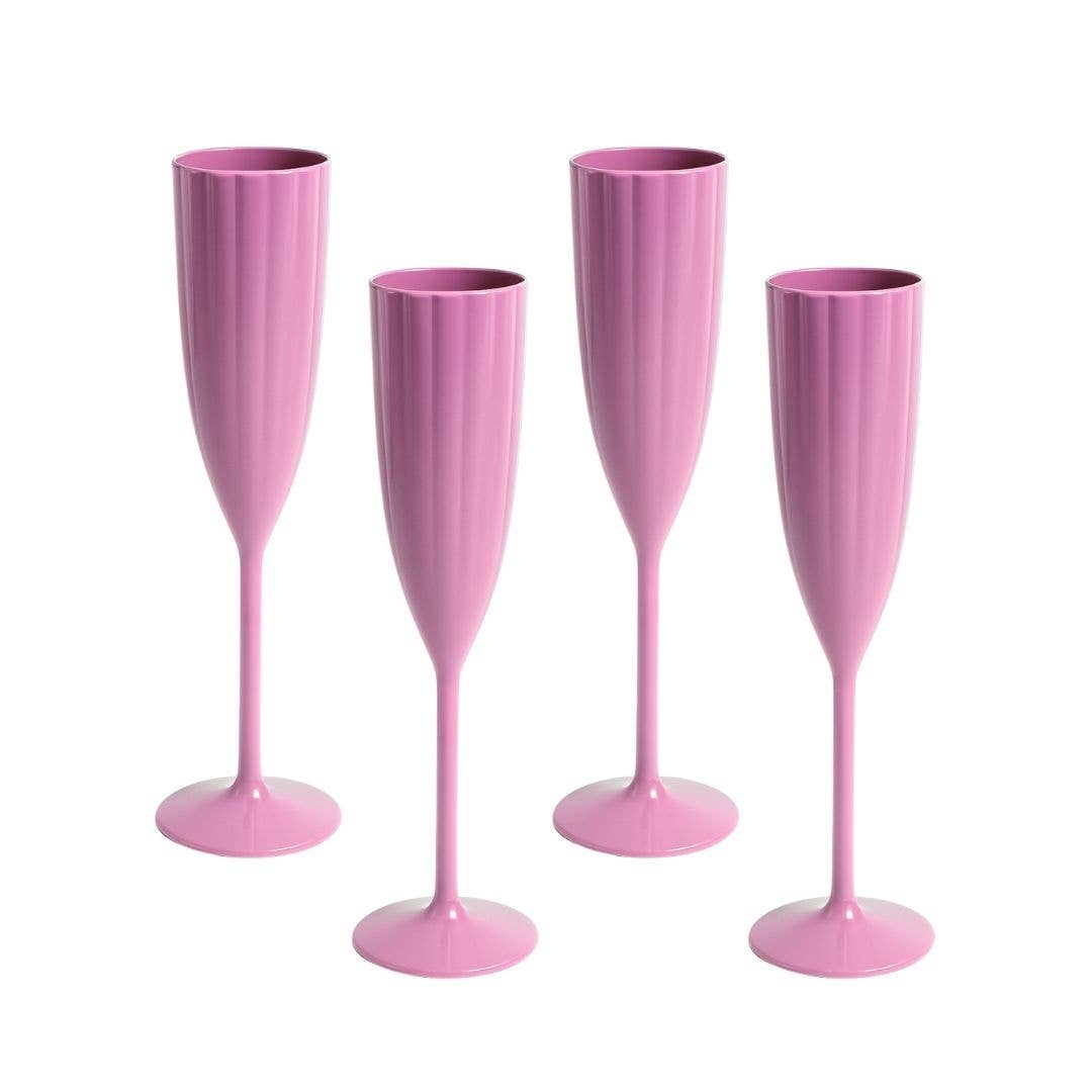 Pink Acrylic Champagne Flutes