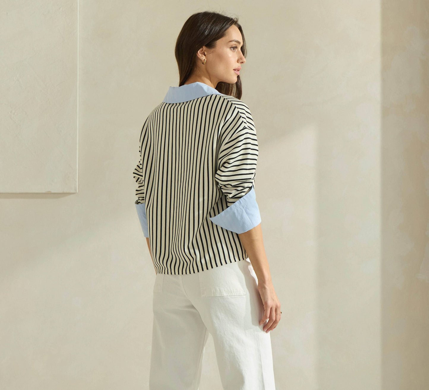 Ivory & Blue Striped Top