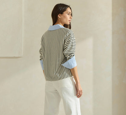 Ivory & Blue Striped Top