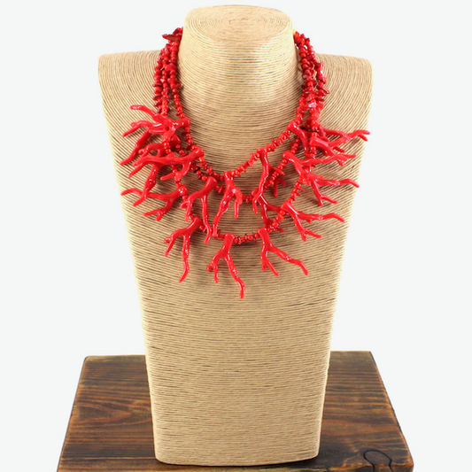 Red Coral Branch Necklace