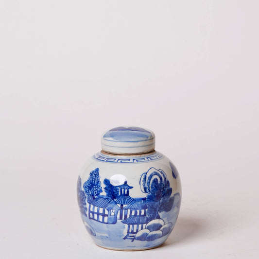 Mini Blue and White Landscape Jar