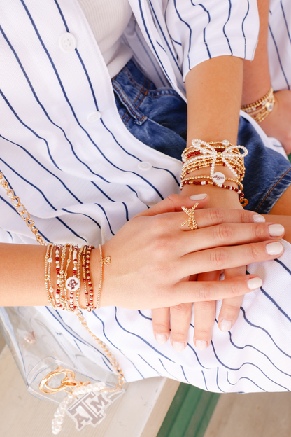 Texas A&M Logo Charm Bracelet on Gold