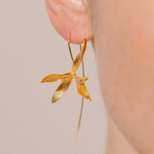 Gold Orchid Earring