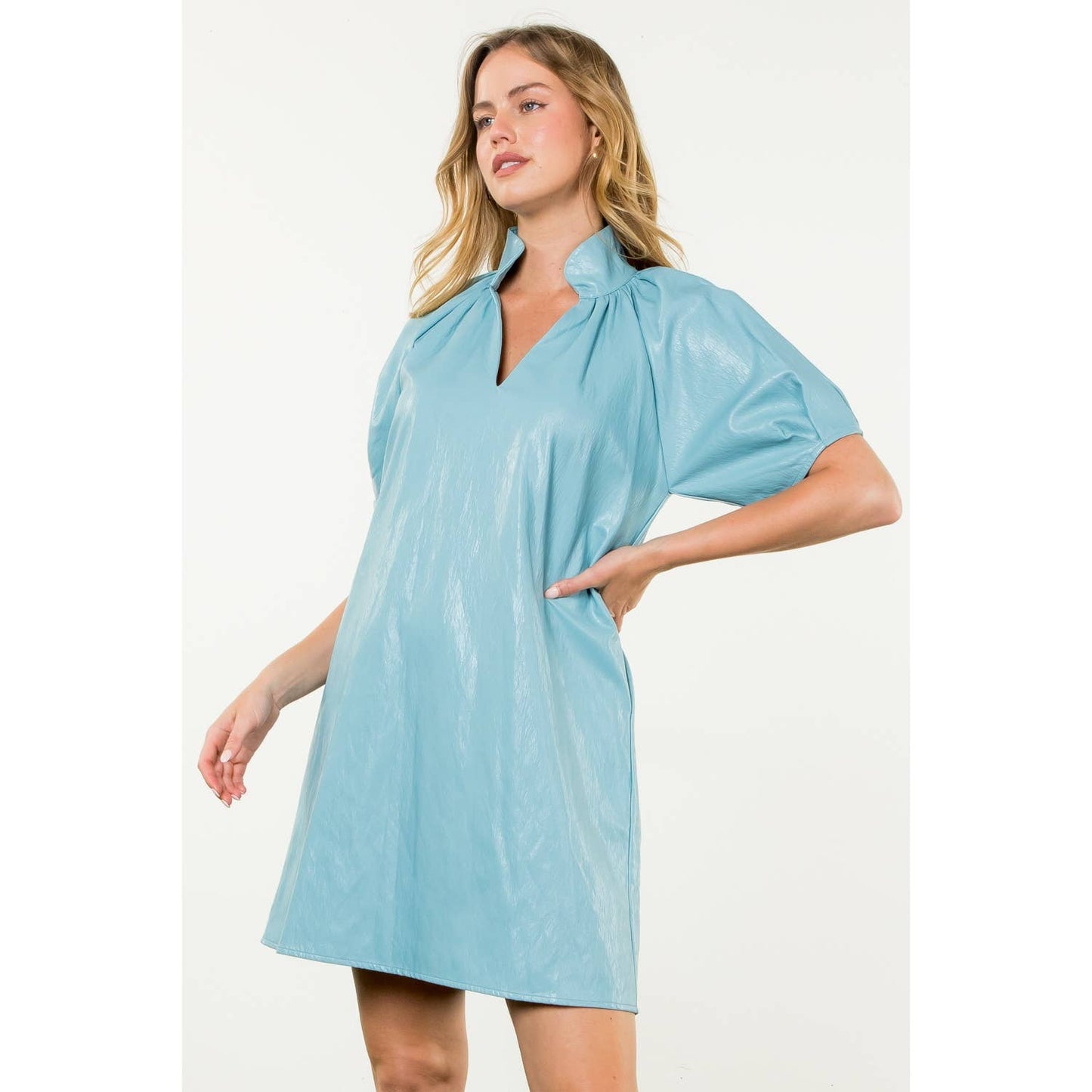 Light Blue Leather Dress