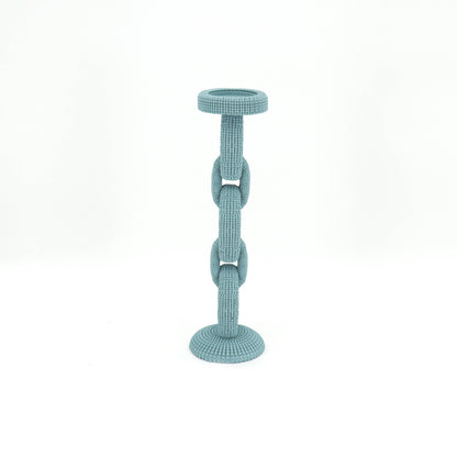 Large Blue Beaded Candle Holder