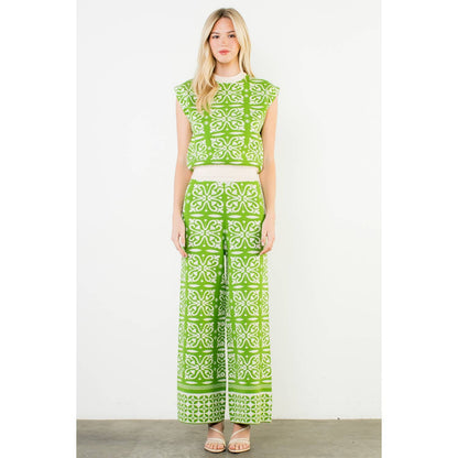 Green Pattern Knitted Pants