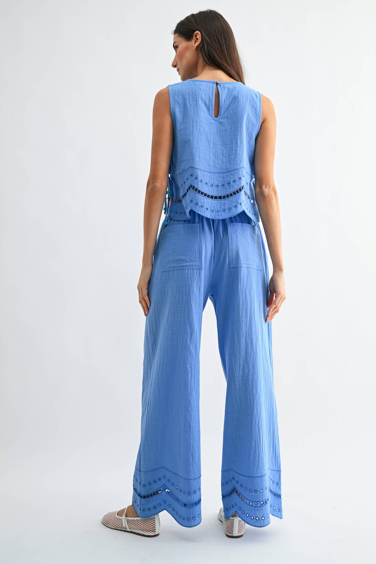 Blue Embroidered Cotton Set