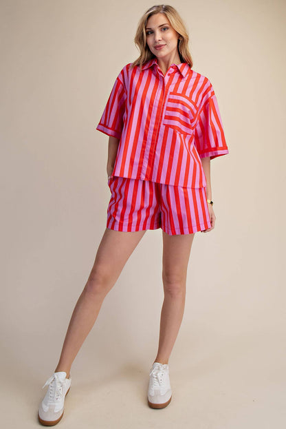 Black & White Striped Short Set