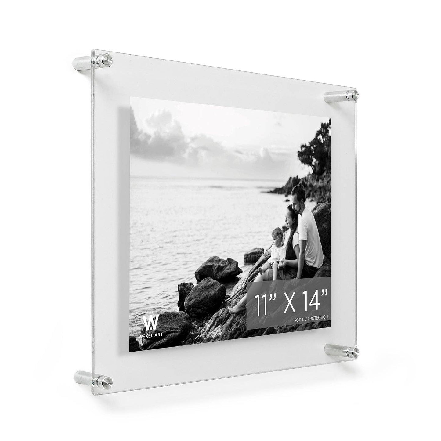 11x14" Modern UV-Grade Acrylic Floating Wall Frame: Gold