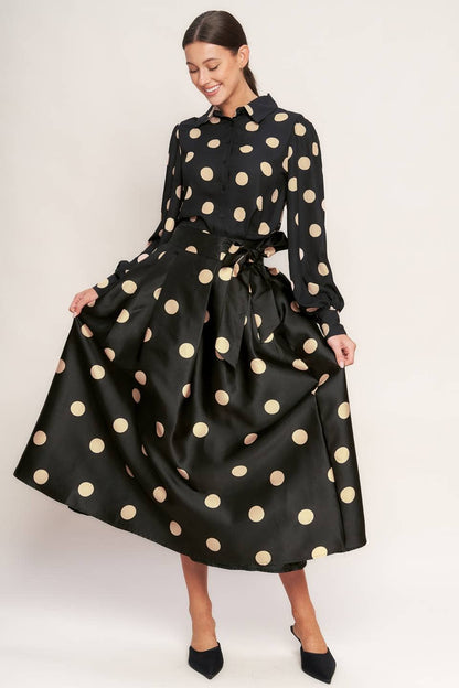 Poka Dot Midi Skirt