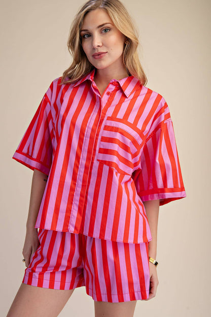 Black & White Striped Short Set