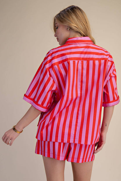 Black & White Striped Short Set