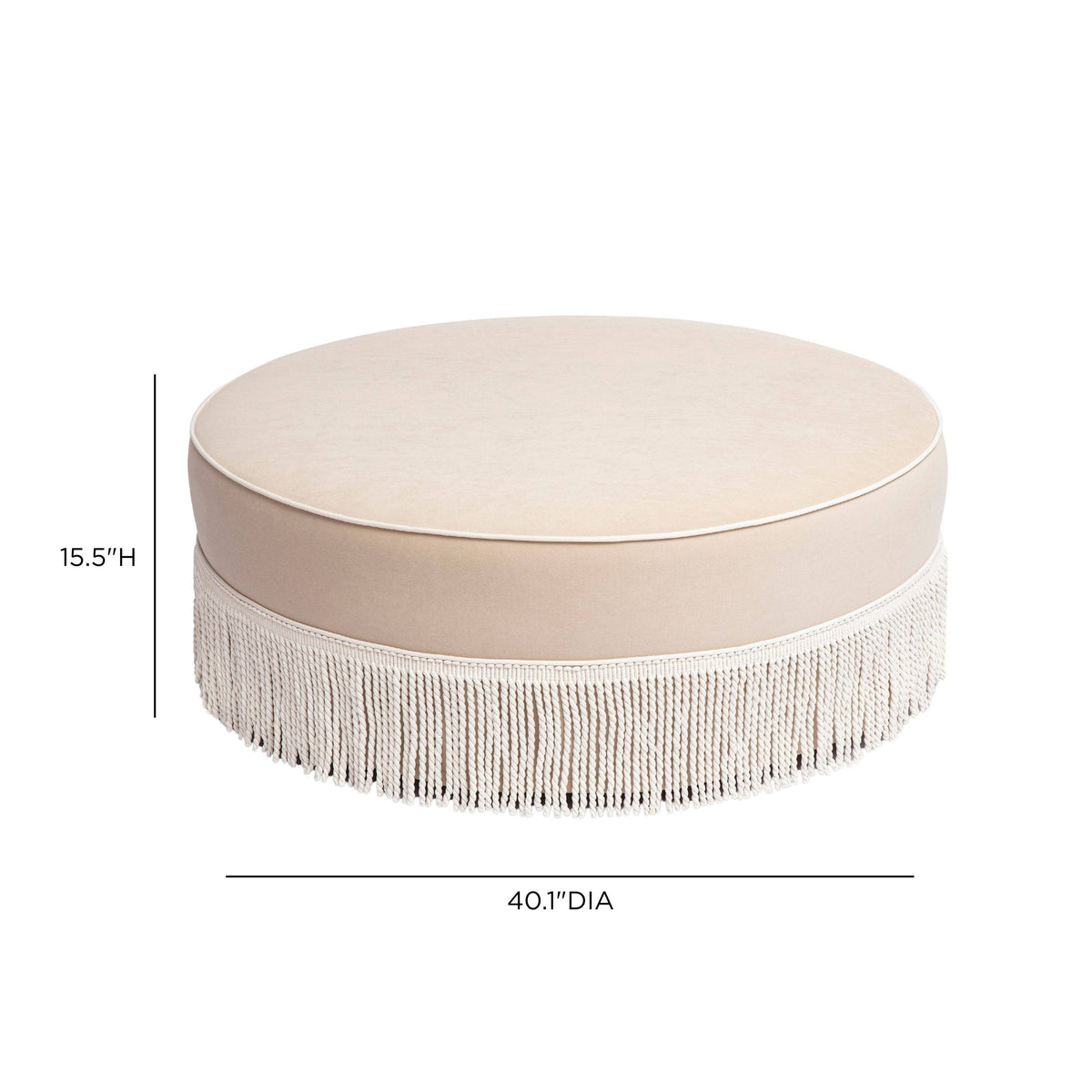Pink Tasseled Round Ottoman