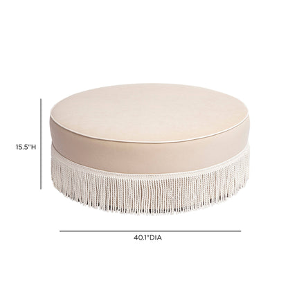 Pink Tasseled Round Ottoman