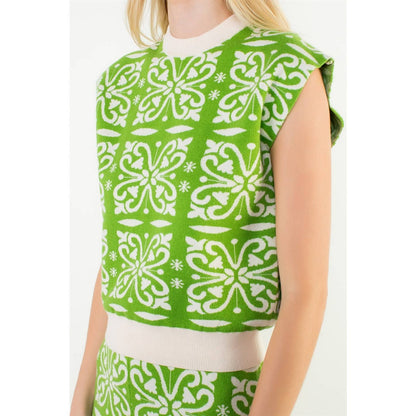 Green Sleeveless Knit Top