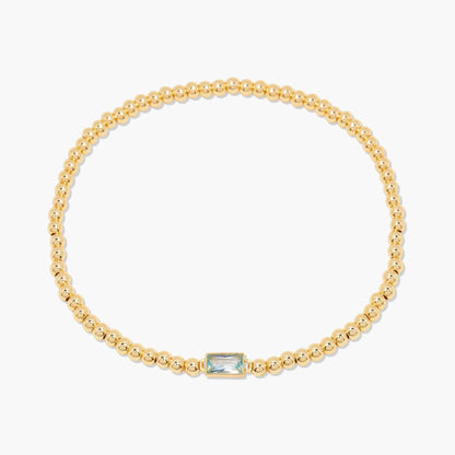 Luxury Square Rhinestone Gold Plated Beaded Bracelet 6W6JBR529: White / F
