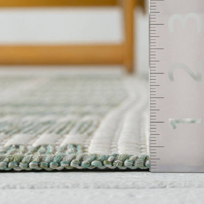Ocean Gridscape Green Indoor/Outdoor Area Rug: 7'9" x 10'2"