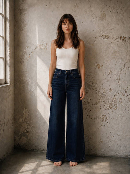 WIDE LEG VINTAGE WASH JEANS