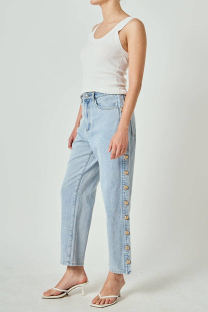 Gold Studded Jeans - Light Wash
