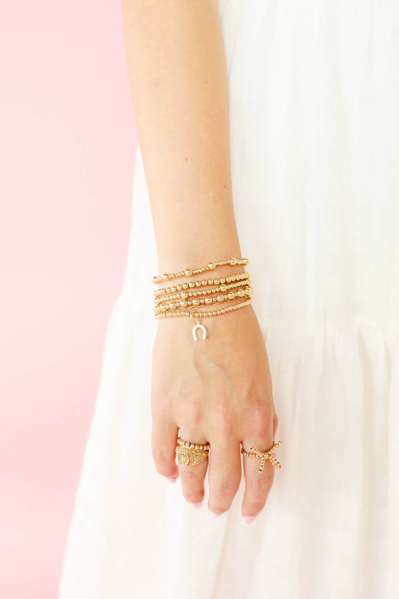 Horseshoe Gold Charm Bracelet: Petite